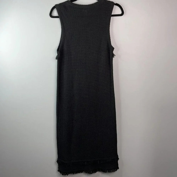 J. CREW Sweater Dress Black Vest Fringed Knit Sleeveless Size Small - Picture 5 of 10